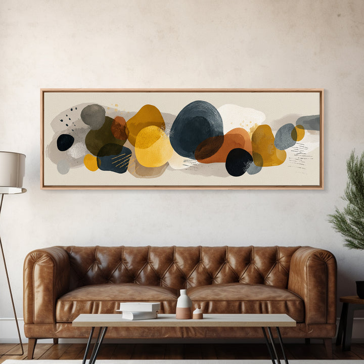 Abstract Organic Shapes Framed Canvas Print, Living Room Art, Statement Artwork, Living Room Decor, Abstract Art, Living, LIR-3x1-7