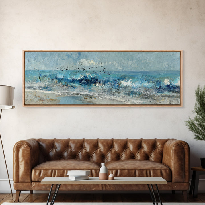 Coastal Aerial Shoreline Canvas Print, Living Room Art, Large Wall Art, Living Room Decor, Fine Art, Living, Dopamine Decor, LIR-3x1-75