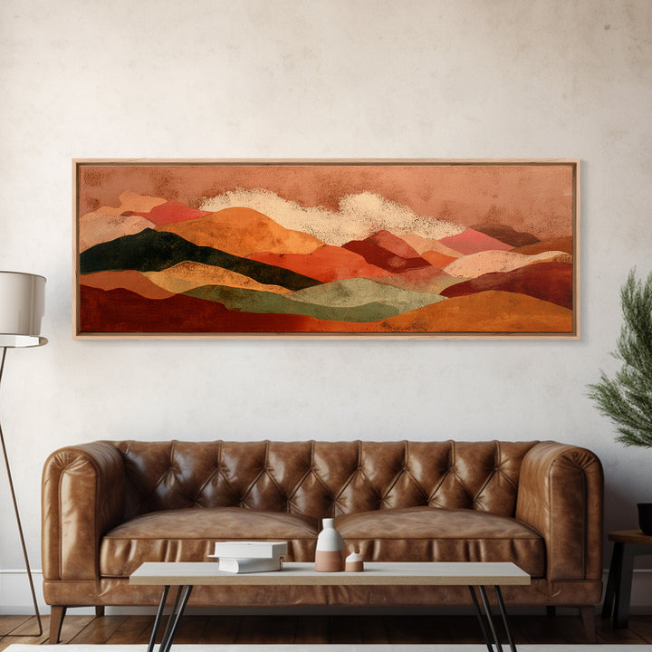 Earthy Desert Landscape Canvas Print, Living Room Art, Wall Decor, Living Room Decor, Oil Painting, Living, Abstract Art, LIR-3x1-76