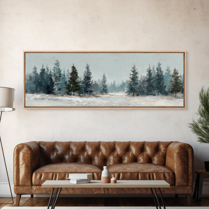 Minimal Scandinavian Forest Framed Canvas Print, Living Room Art, Modern Wall Art, Living Room Decor, Oil Painting, Living, LIR-3x1-77
