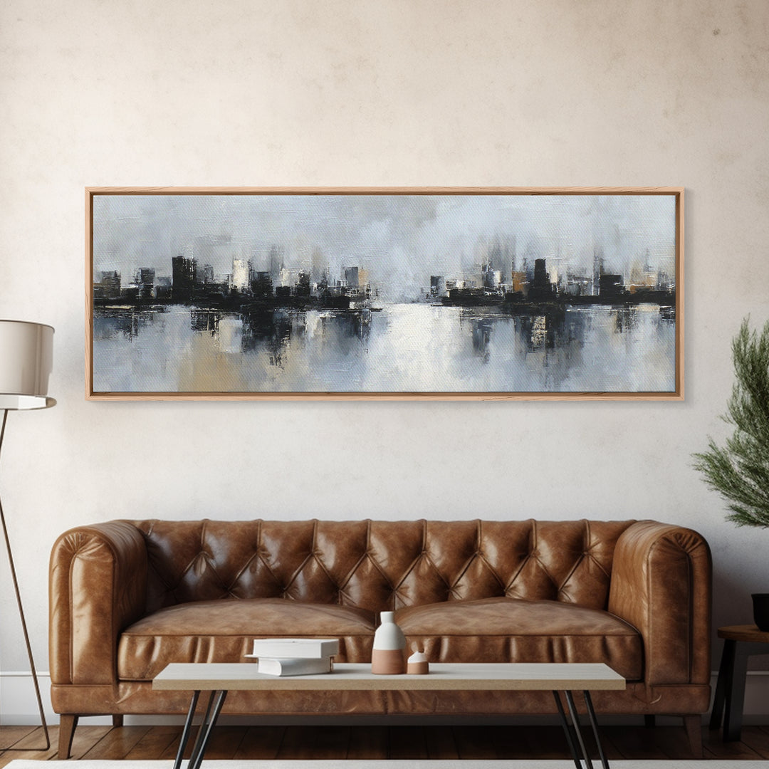 Classic Mountain Panorama for Cozy Interiors Canvas Print, Living Room Art, Boho Wall Art, Living Room Decor, Fine Art, Living, LIR-3x1-8