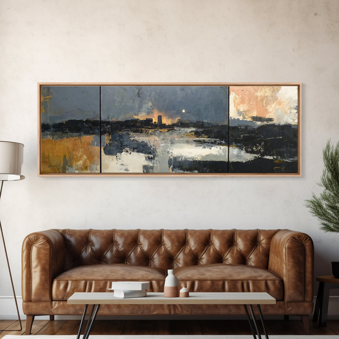 Classic Mountain Panorama for Cozy Interiors Canvas Print, Living Room Art, Painting, Living Room Decor, Fine Art, Living, LIR-3x1-80