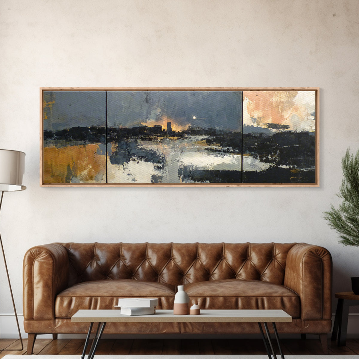 Classic Mountain Panorama for Cozy Interiors Canvas Print, Living Room Art, Painting, Living Room Decor, Fine Art, Living, LIR-3x1-80