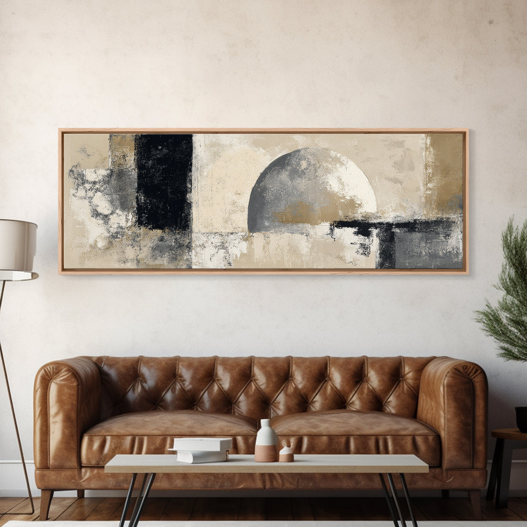 Black and White Architectural Arch Composition Canvas Print, Living Room Art, Home, Living Room Decor, Oil Painting, Living, LIR-3x1-95