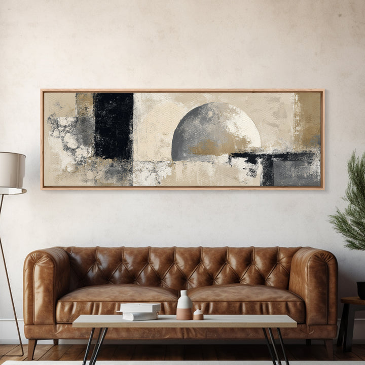 Black and White Architectural Arch Composition Canvas Print, Living Room Art, Home, Living Room Decor, Oil Painting, Living, LIR-3x1-95