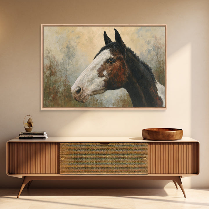 Contemporary Horse Portrait Framed Canvas Print, Living Room Art, Digital Wall Art, Living Room Decor, Fine Art, Living, LIR-3x2-14