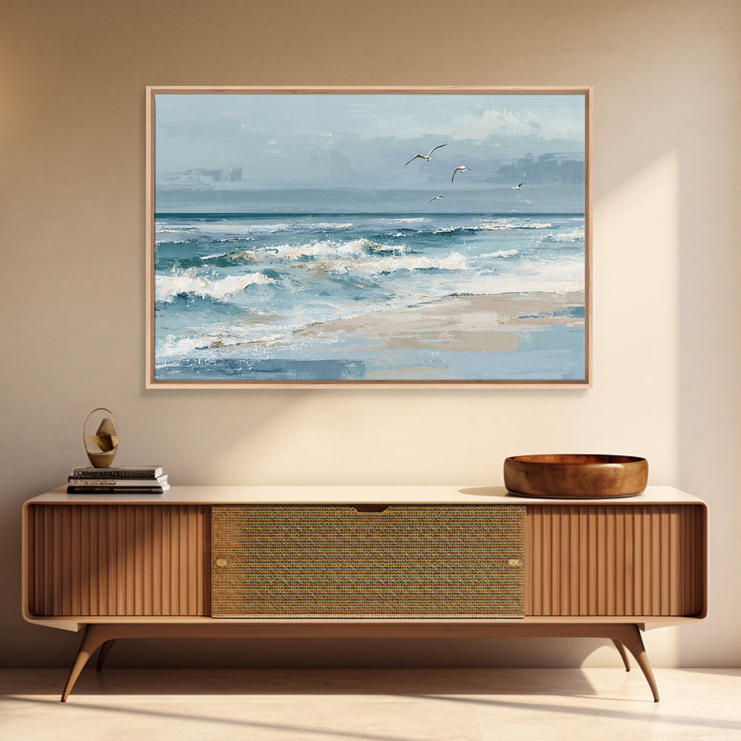 Coastal Aerial Shoreline Framed Canvas Print, Living Room Art, Pet Portraits, Living Room Decor, Living, Neutral Decor, LIR-3x2-15
