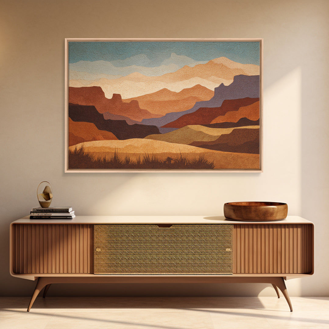Earthy Desert Landscape Canvas Print, Living Room Art, Abstract Wall Art, Living Room Decor, Fine Art, Living, Boho Decor, LIR-3x2-16