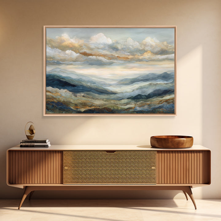 Large Cloudscape with Gentle Movement Framed Canvas Print, Living Room Art, Modern Wall Art, Living Room Decor, Living, LIR-3x2-23