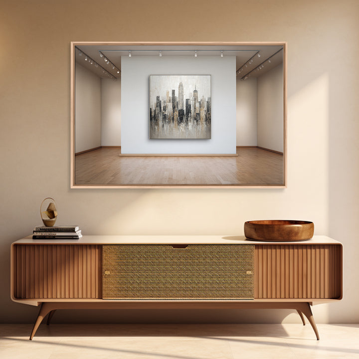Modern City Skyline Canvas Print, Living Room Art, Abstract Art, Living Room Decor, Living, Living Room Wall Art, LIR-3x2-26