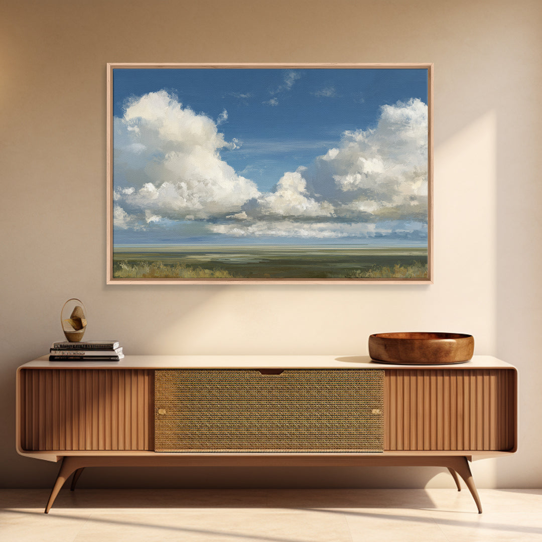 Modern Landscape with Expansive Calm Sky Canvas Print, Living Room Art, Statement Artwork, Living Room Decor, Living, LIR-3x2-31