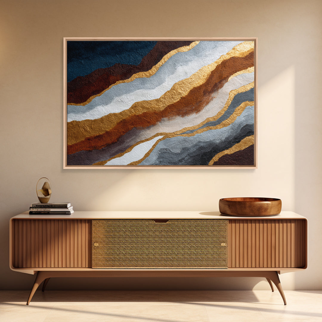 Gold Accented Abstract Brushwork Canvas Print, Living Room Art, Pet Portraits, Living Room Decor, Abstract Art, Living, LIR-3x2-42