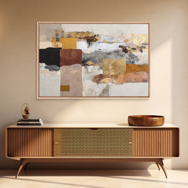 Gold Accented Abstract Brushwork Canvas Print, Living Room Art, Pet Portraits, Living Room Decor, Abstract Art, Living, LIR-3x2-66