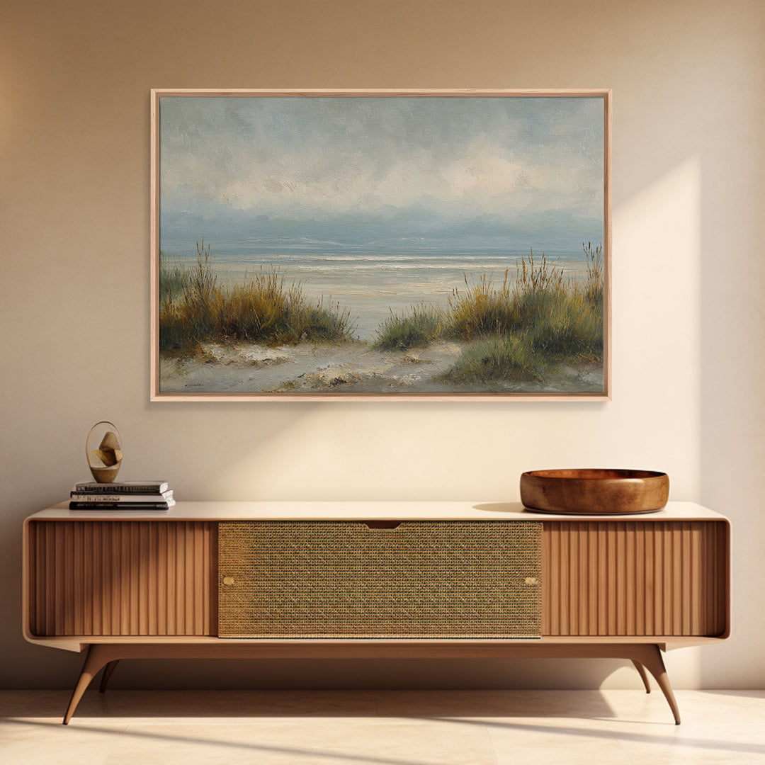 Modern Landscape with Expansive Calm Sky Framed Canvas Print, Living Room Art, Oil Painting, Living Room Decor, Living, LIR-3x2-7