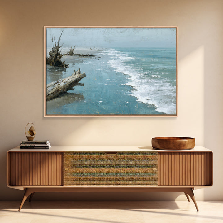 Moody Seascape for Dramatic Focal Point Framed Canvas Print, Living Room Art, Bedroom Wall Art, Living Room Decor, Oil Painting, LIR-3x2-82