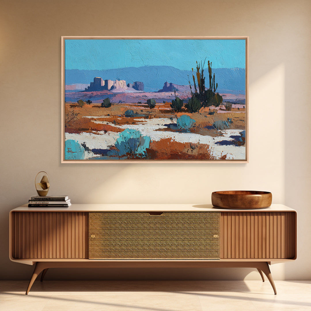 Earthy Desert Landscape Canvas Print, Living Room Art, Wall Decor, Living Room Decor, Oil Painting, Living, Abstract Art, LIR-3x2-88