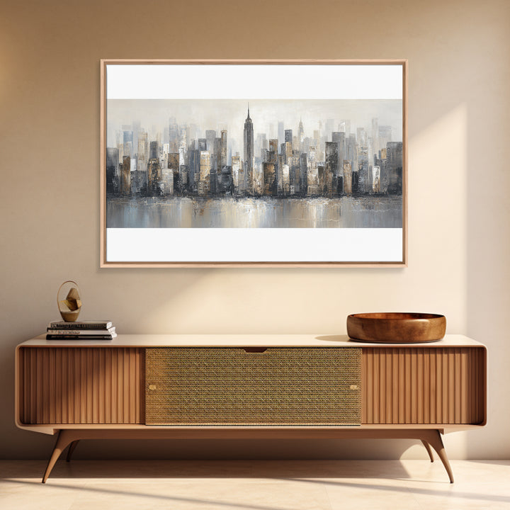 Modern City Skyline Canvas Print, Living Room Art, Modern Wall Art, Living Room Decor, Fine Art, Living, Textured Painting, LIR-3x2-98