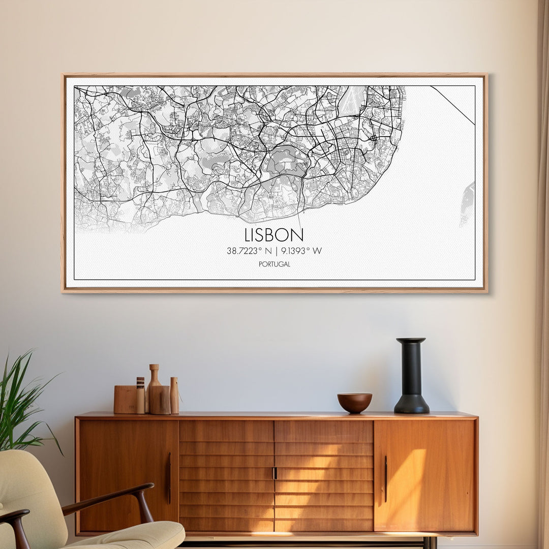 Lisbon City Map, Portugal Map, Map Art, Modern Art, Wall Art, Canvas Art, Travel Wall Décor, Apartment Wall Art, Book Lover Gift, Office Art
