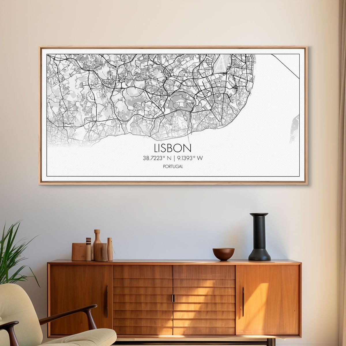 Lisbon City Map, Portugal Map, Map Art, Modern Art, Wall Art, Canvas Art, Travel Wall Décor, Apartment Wall Art, Book Lover Gift, Office Art