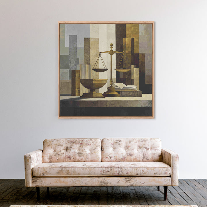 Classical Scales of Justice Framed Canvas Print, Law Office Art, Law, Office Decor, Counsel, Modern Decor, Fine Art Print, LOA-1x1-1