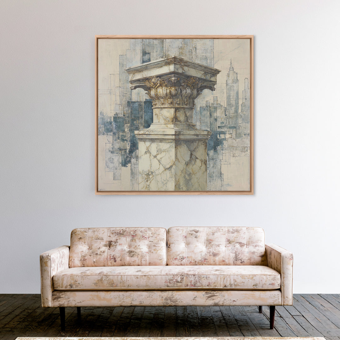 Marble Courthouse Column Study Without Building Scene Framed Canvas Print, Law Office Art, Office Art, Office Decor, Counsel, LOA-1x1-27