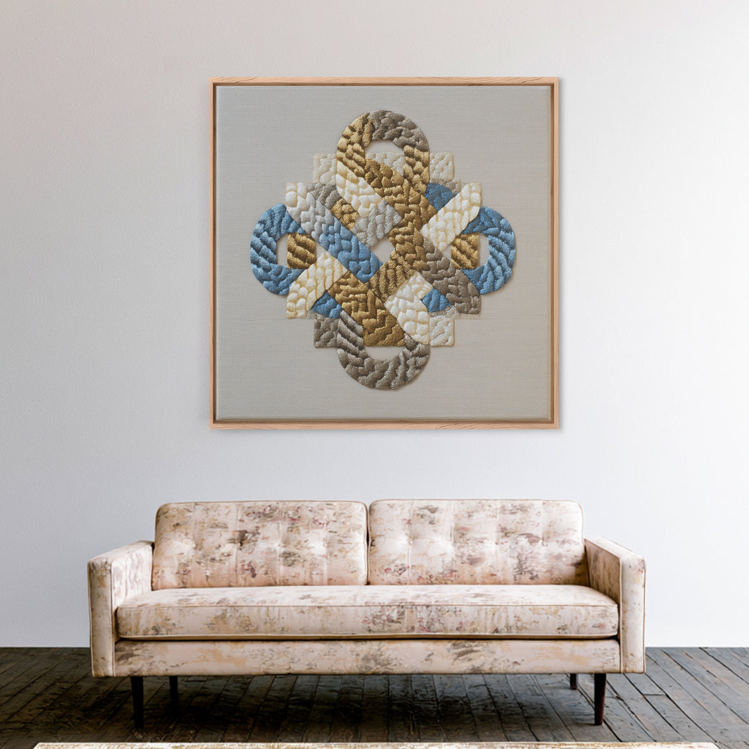Gold Thread Knot Symbolizing Resolution Framed Canvas Print, Law Office Art, Therapy Office Decor, Office Decor, Abstract Art, LOA-1x1-42