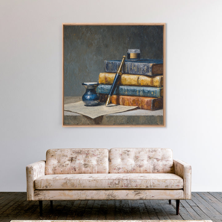 Dignified Law Books and Fountain Pen Still Canvas Print, Law Office Art, Lawyer, Office Decor, Fine Art, Counsel, Neutral Decor, LOA-1x1-50