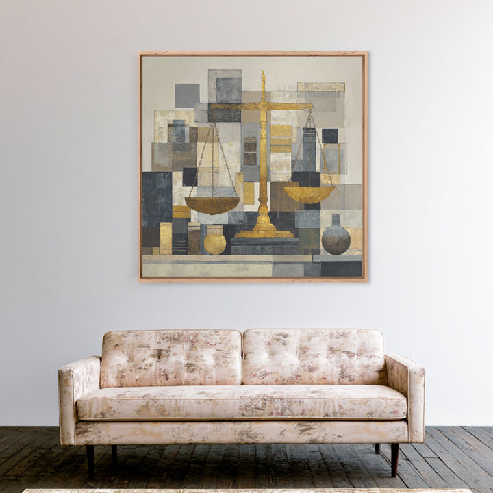 Classical Scales of Justice Canvas Print, Law Office Art, Luxury Decor, Office Decor, Oil Painting, Counsel, Printable Art, LOA-1x1-97