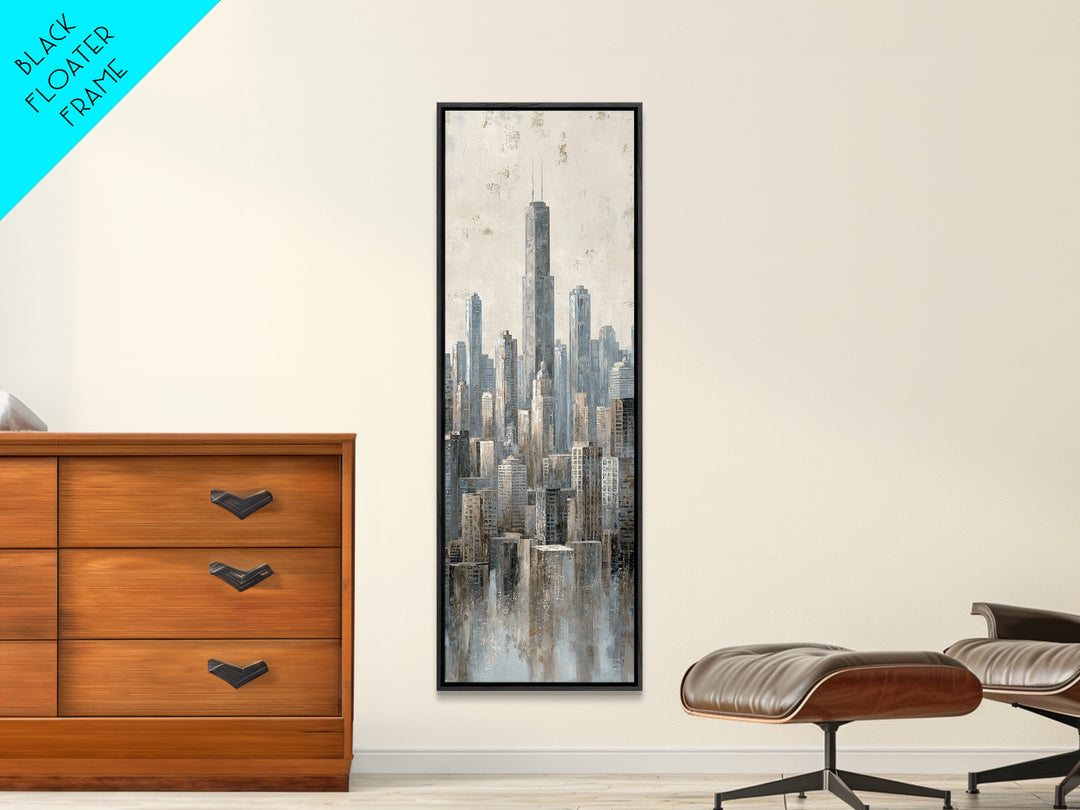 Quiet City Skyline Framed Canvas Print, Law Office Art, Home Decor, Office Decor, Fine Art, Counsel, Minimalist Decor, LOA-1x3-24