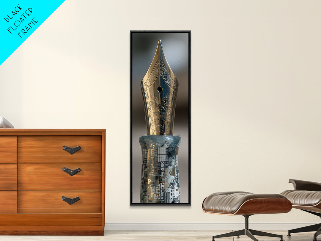 Fountain Pen Nib Closeup Canvas Print, Law Office Art, Fine Art Print, Office Decor, Fine Art, Counsel, Digital Prints, LOA-1x3-35