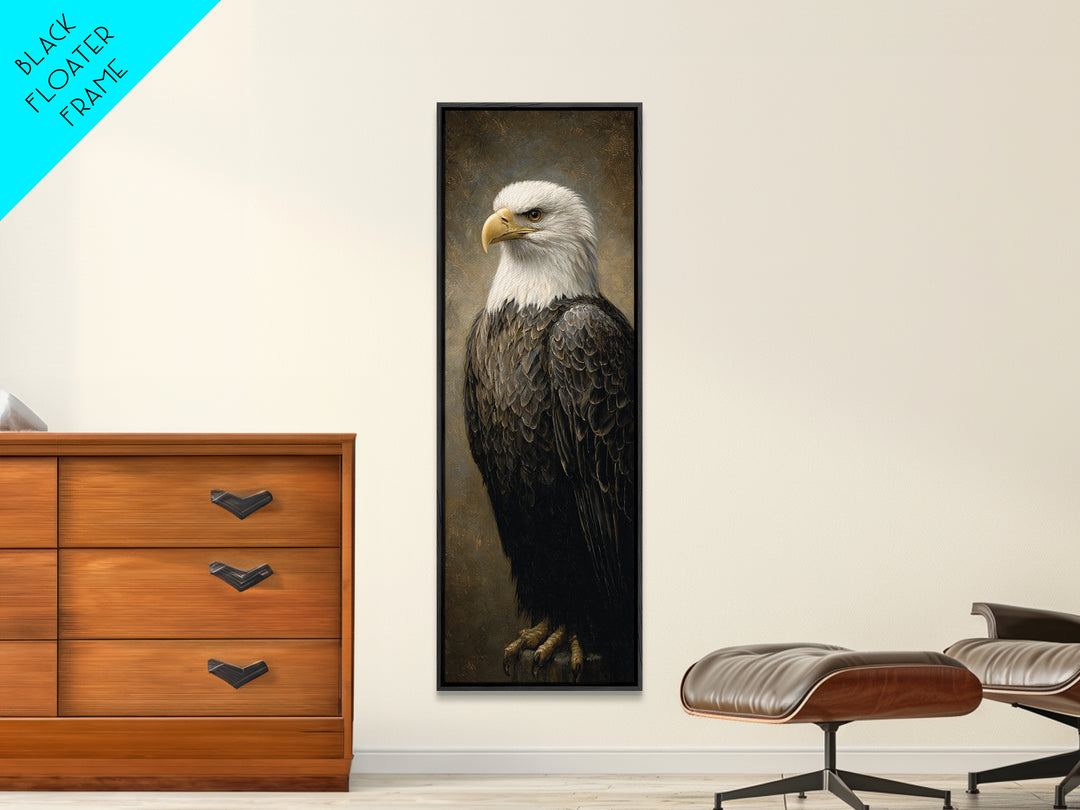 Eagle Portrait with Solemn Presence Canvas Print, Law Office Art, Butterfly Art, Office Decor, Counsel, Fine Art Print, LOA-1x3-42