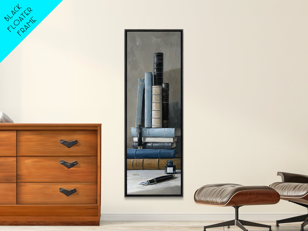 Dignified Law Books and Fountain Pen Still Canvas Print, Law Office Art, Neutral Decor, Office Decor, Fine Art, Counsel, LOA-1x3-86