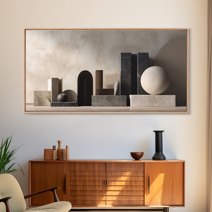 Balanced Geometric Forms Symbolizing Fairness Framed Canvas Print, Law Office Art, Art Print, Office Decor, Fine Art, Counsel, LOA-2x1-1