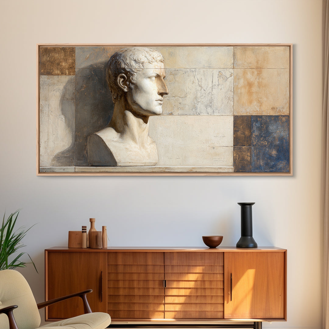 Classical Statue Bust Framed Canvas Print, Law Office Art, Fine Art Print, Office Decor, Fine Art, Counsel, Painting, LOA-2x1-20