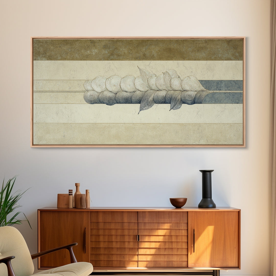 Minimal Line Drawing of Scales and Laurel Framed Canvas Print, Law Office Art, Modern Decor, Office Decor, Fine Art, Counsel, LOA-2x1-30