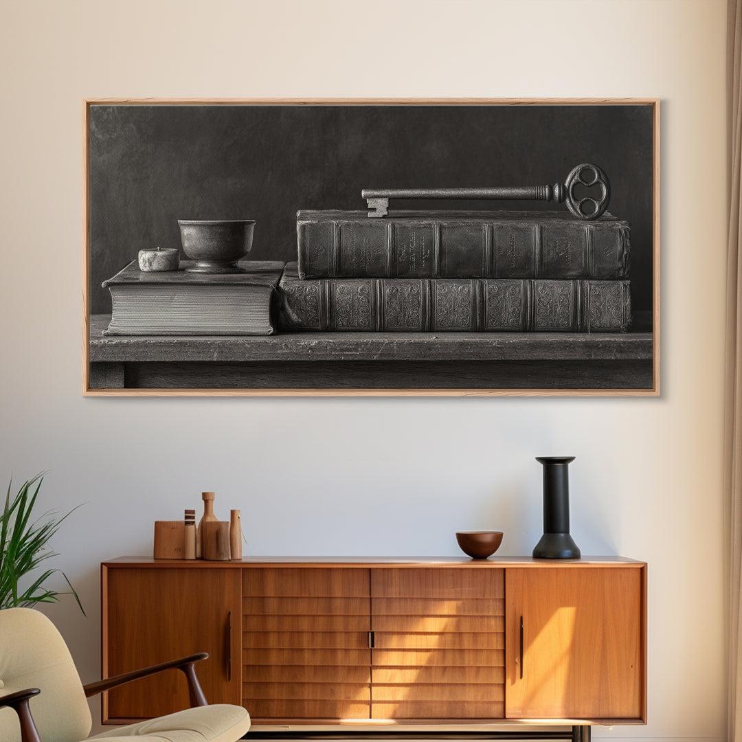 Classical Scales of Justice Framed Canvas Print, Law Office Art, Contemporary Art, Office Decor, Counsel, Metal Wall Decor, LOA-2x1-45