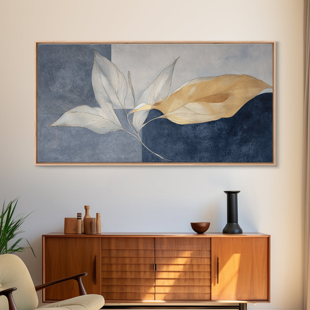Minimal Line Drawing of Scales and Laurel Framed Canvas Print, Law Office Art, Modern Decor, Office Decor, Fine Art, Counsel, LOA-2x1-6
