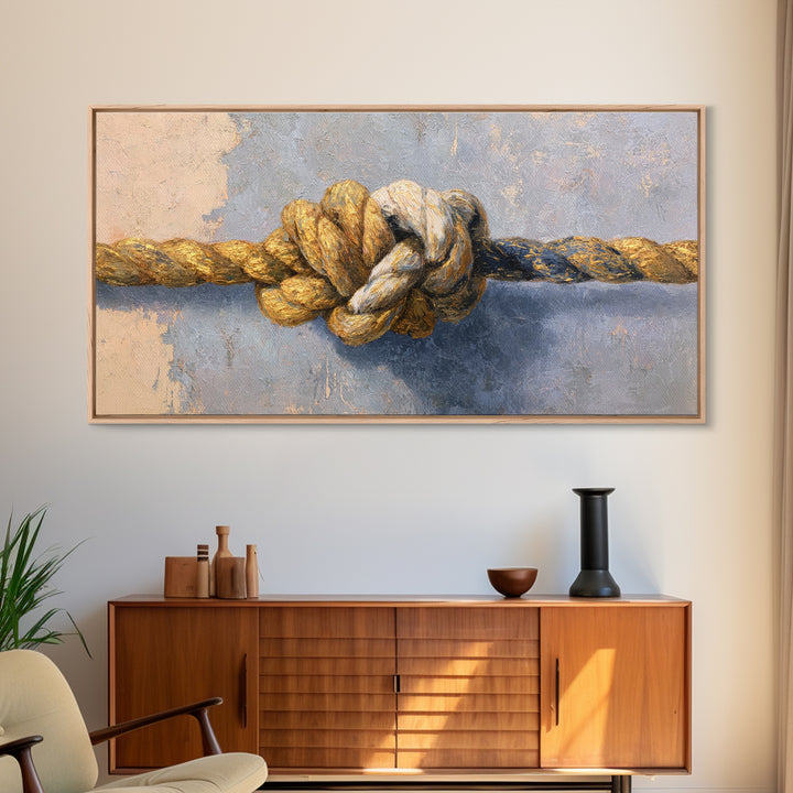 Gold Thread Knot Symbolizing Resolution Canvas Print, Law Office Art, Statement Artwork, Office Decor, Oil Painting, Counsel, LOA-2x1-62