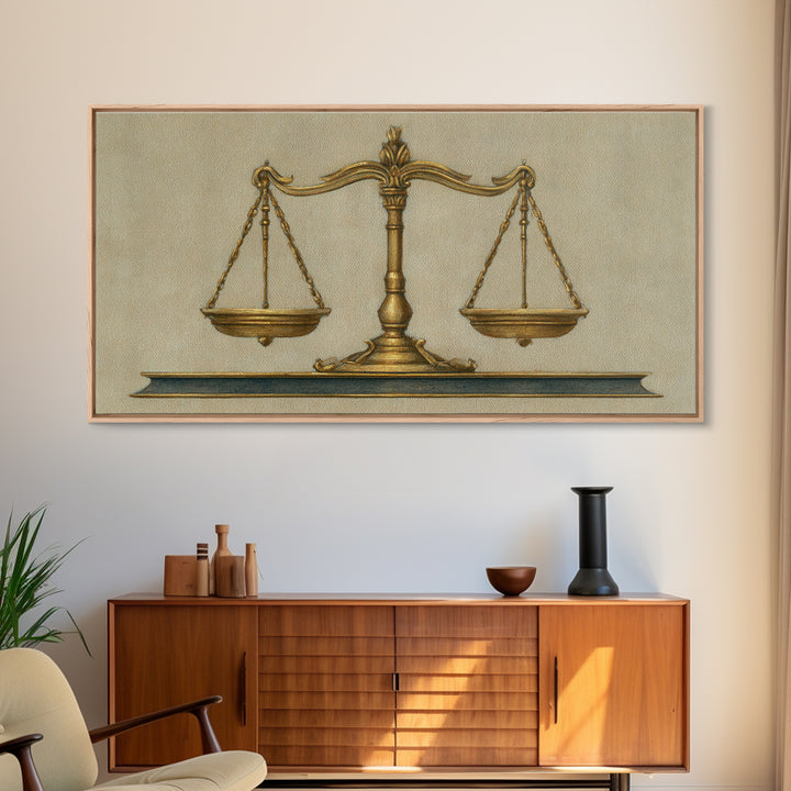 Classical Scales of Justice Canvas Print, Law Office Art, Printable, Office Decor, Fine Art, Counsel, Modern Wall Decor, LOA-2x1-69