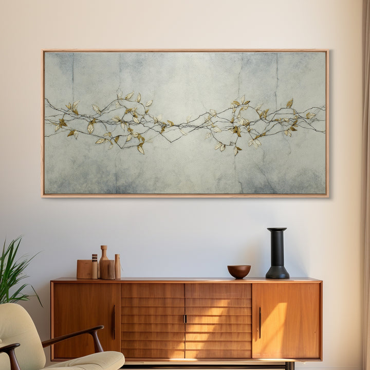 Minimal Line Drawing of Scales and Laurel Canvas Print, Law Office Art, Art Print, Office Decor, Abstract Art, Counsel, LOA-2x1-78
