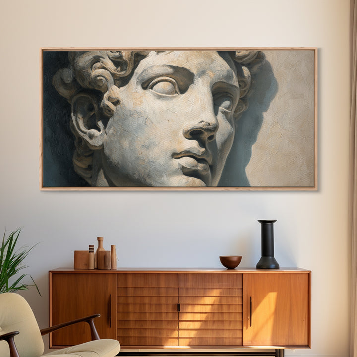 Classical Statue Bust Framed Canvas Print, Law Office Art, Office Wall Decor, Office Decor, Oil Painting, Counsel, Law School, LOA-2x1-92