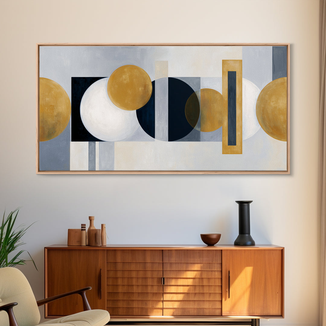 Balanced Geometric Forms Symbolizing Fairness Framed Canvas Print, Law Office Art, Office Decor, Abstract Art, Counsel, LOA-2x1-97