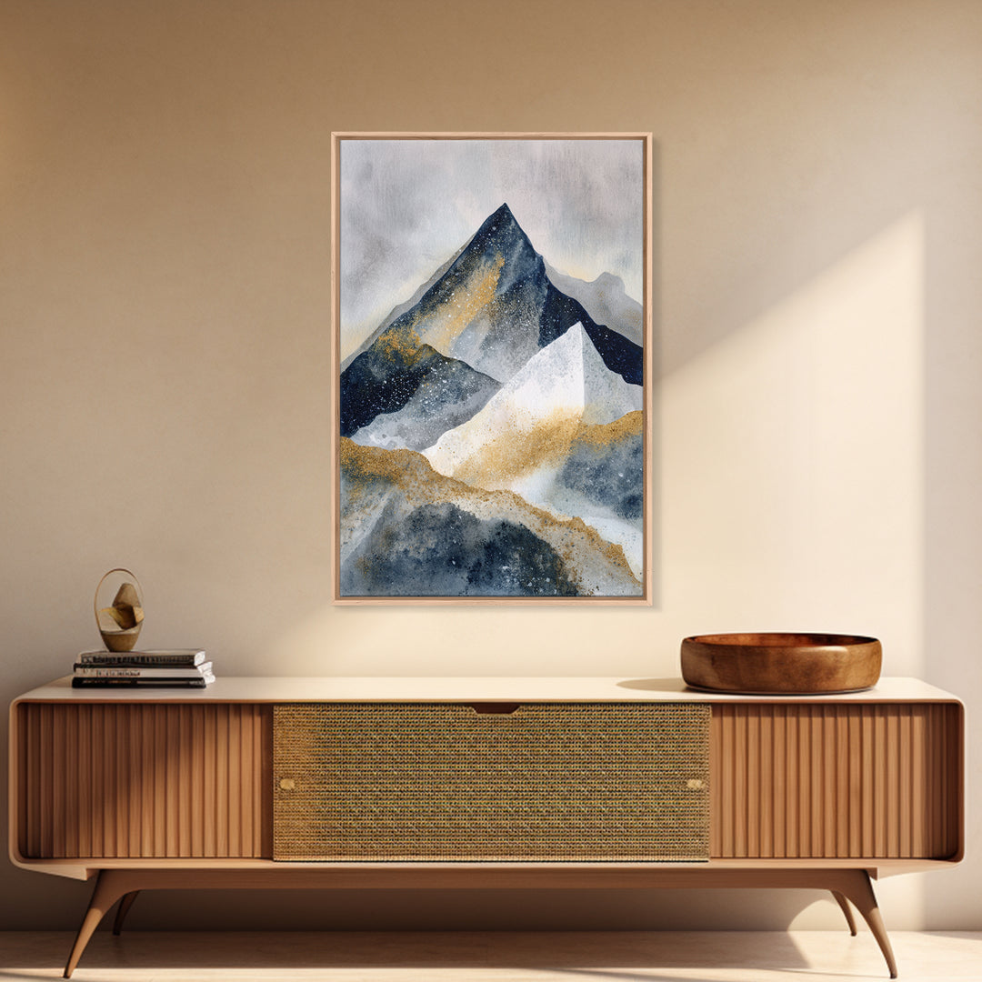 Ink Wash Mountain Symbolizing Stability Framed Canvas Print, Law Office Art, Washington Dc Art, Office Decor, Fine Art, Counsel, LOA-2x3-100