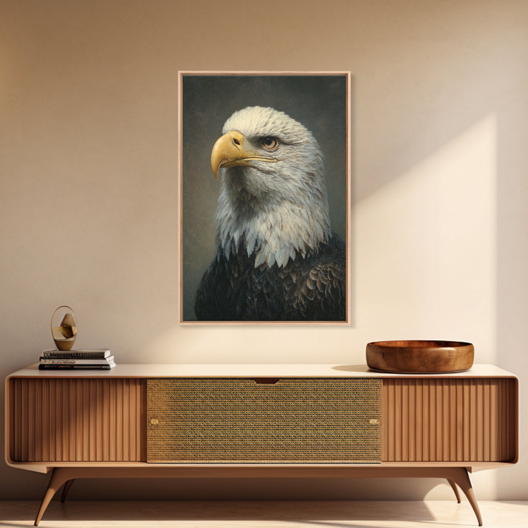 Eagle Portrait with Solemn Presence Canvas Print, Law Office Art, Modern Decor, Office Decor, Oil Painting, Counsel, Wall Decor, LOA-2x3-14