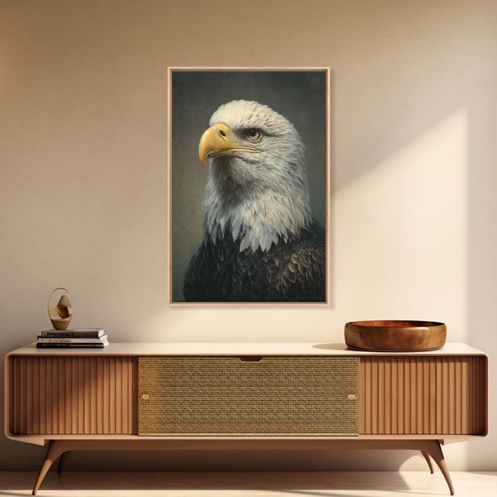Eagle Portrait with Solemn Presence Canvas Print, Law Office Art, Modern Decor, Office Decor, Oil Painting, Counsel, Wall Decor, LOA-2x3-14