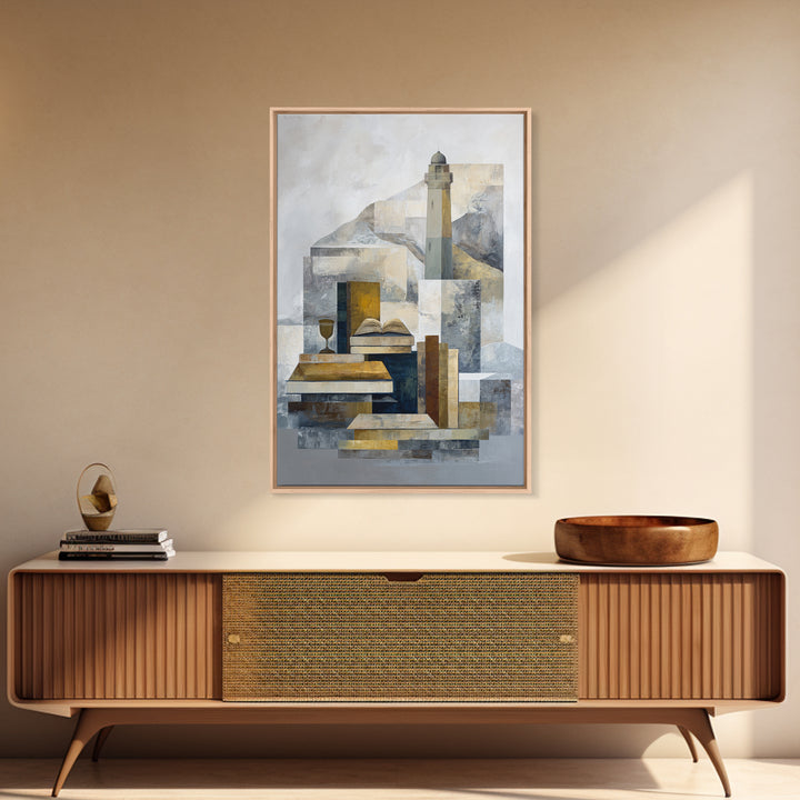 Stormy Landscape with Lighthouse as Guidance Metaphor Framed Canvas Print, Law Office Art, Law, Office Decor, Fine Art, Counsel, LOA-2x3-19