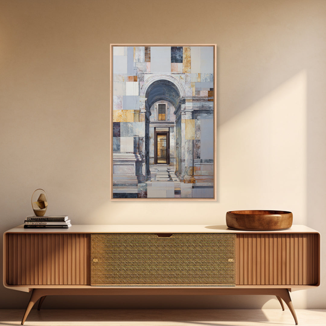 Architectural Arch and Column Abstraction Framed Canvas Print, Law Office Art, Statement Artwork, Office Decor, Counsel, LOA-2x3-22