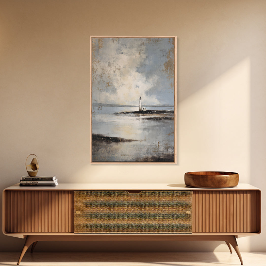 Stormy Landscape with Lighthouse as Guidance Metaphor Canvas Print, Law Office Art, Neutral Decor, Office Decor, Counsel, LOA-2x3-43