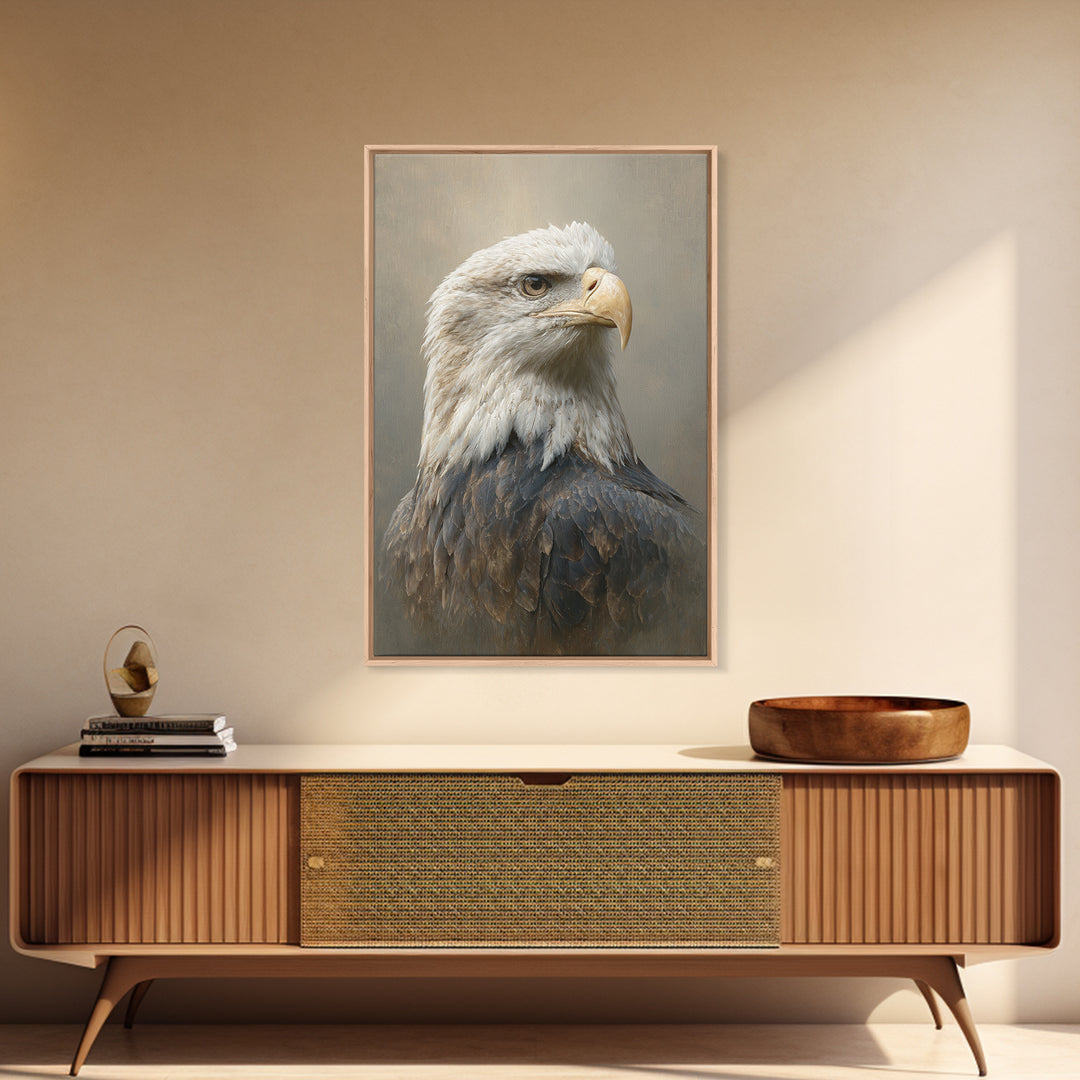 Eagle Portrait with Solemn Presence Canvas Print, Law Office Art, Wall Art, Office Decor, Fine Art, Counsel, Office Wall Decor, LOA-2x3-62