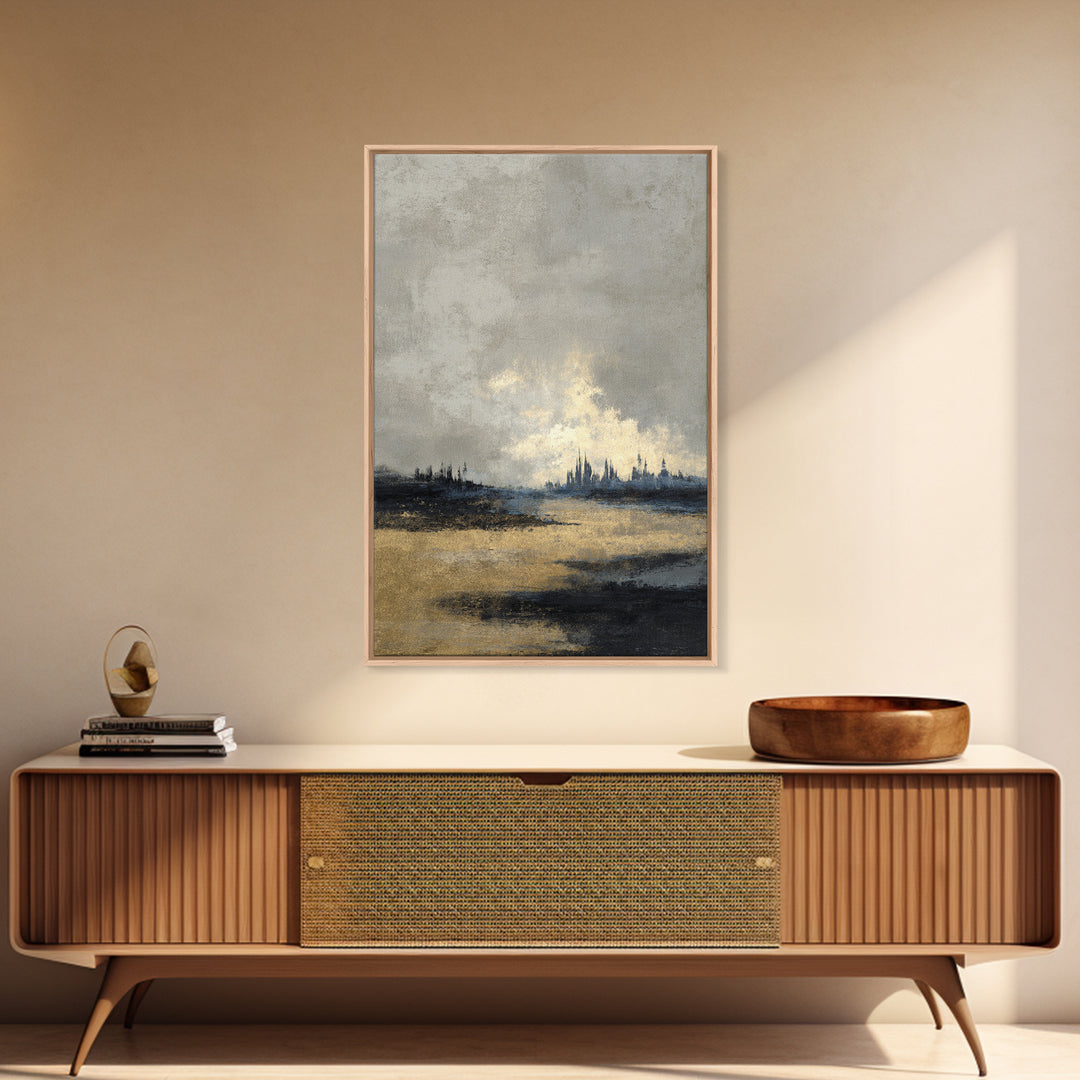 Quiet City Skyline Framed Canvas Print, Law Office Art, Minimalist Decor, Office Decor, Fine Art, Counsel, Poster Print, LOA-2x3-68
